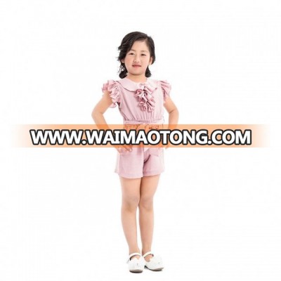 Good quality  newborn cotton ruffle sleeveless pink  soft baby girl romper