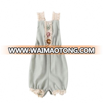 Fashion style  lace romper little girl boutique clothing cotton baby romper